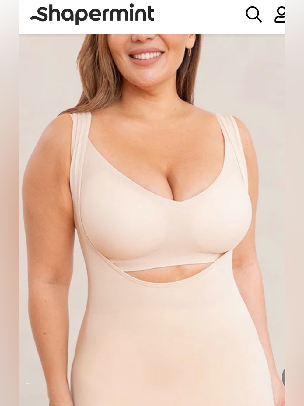 Shapermint Nude Seamless Shaping Bodysuit with Built-In Bra